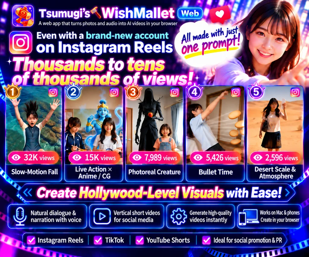 Short videos made from a single prompt that earned thousands to tens of thousands of Instagram Reels views